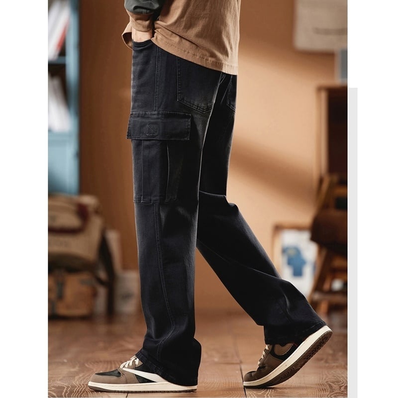 Side pocket straight denim jeans HL2212