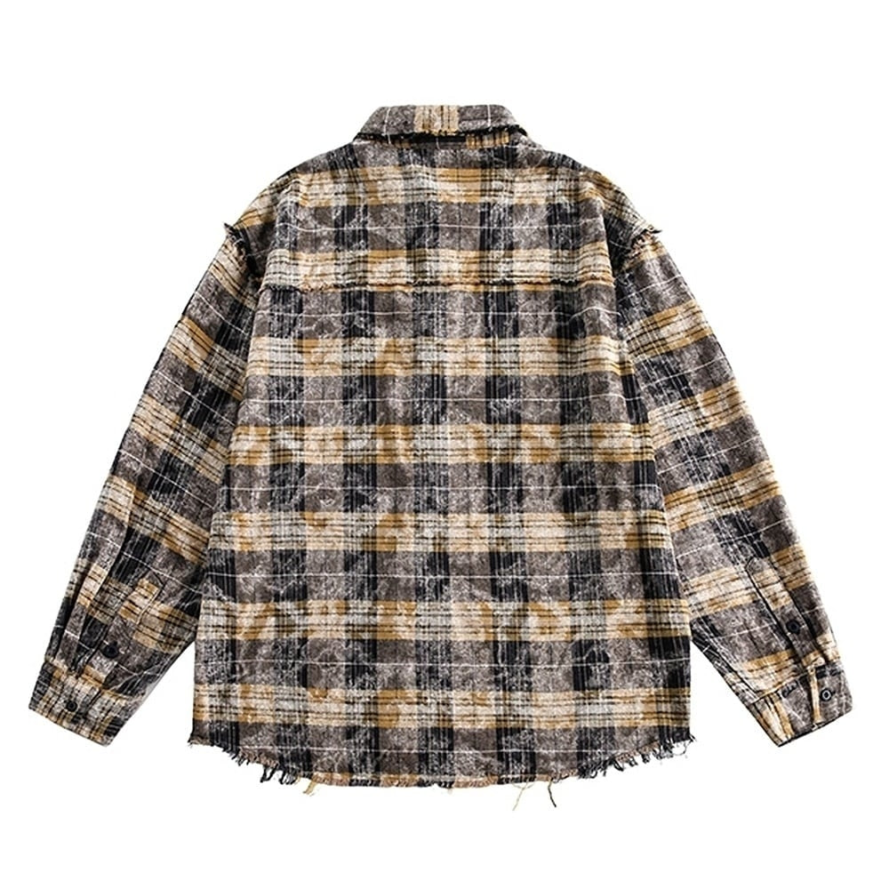 Damaged design check shirt HL2423