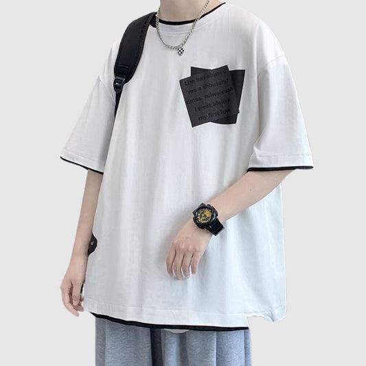 Fake two-piece short sleeve T-shirt HL2486