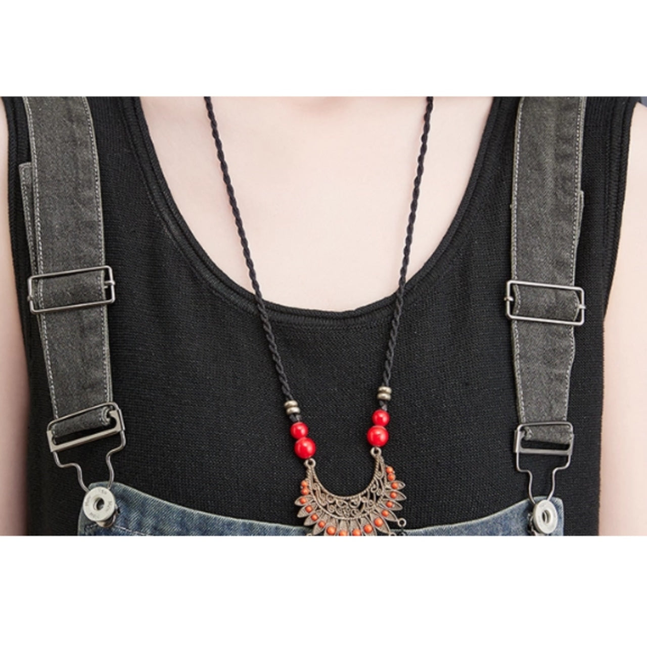 Mixed material overalls D0082