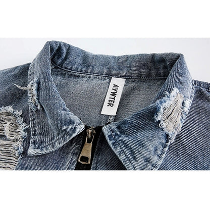 Zip up retro denim jacket HL2323