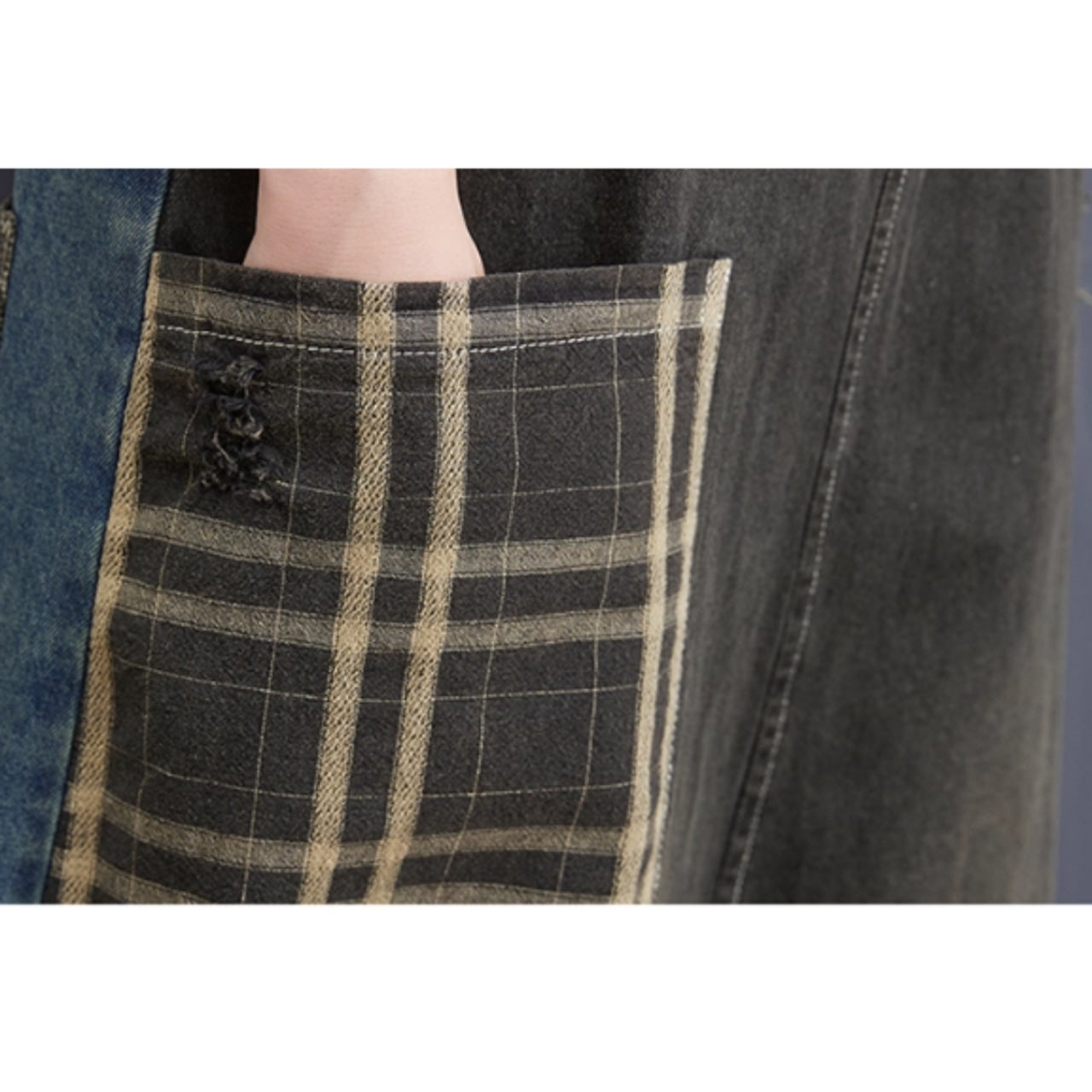 Mixed material overalls D0082