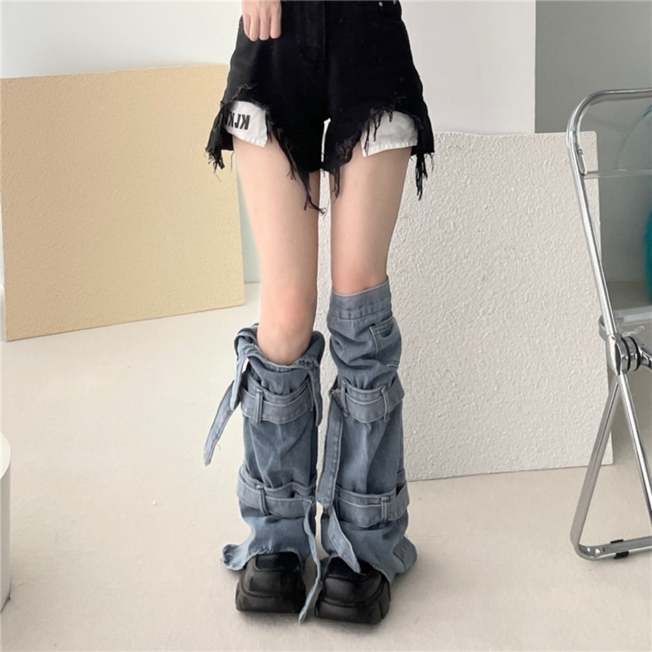 Denim leg warmers D0077