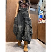 Washed denim overalls D0234
