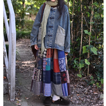 Collarless denim jacket D0085