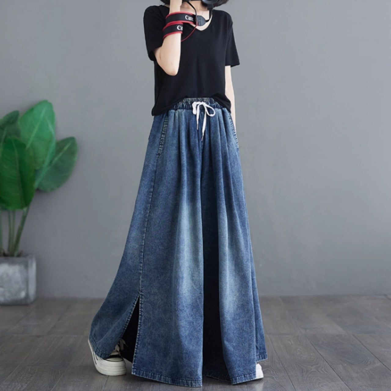 Wide baggy pants D0071