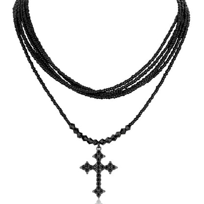 Retro cross bead necklace E7037