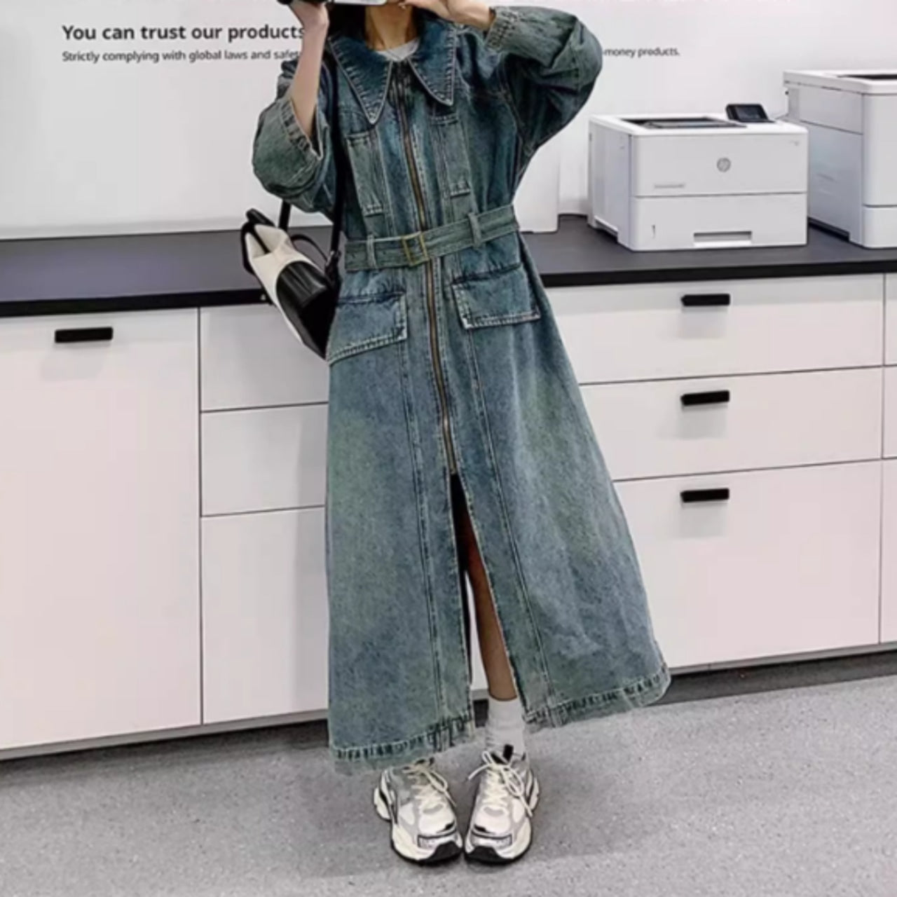 Denim long coat D0083