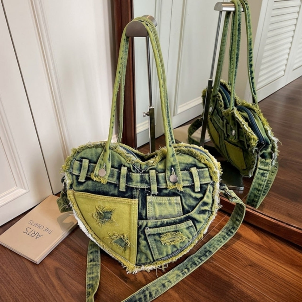 Heart Denim Tote Bag D0031