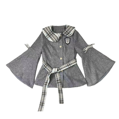 Short length coat & Pleated skirt E7005