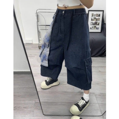 Cropped Wide Denim Pants D0017