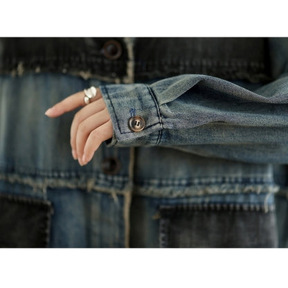 V neck denim coat D0068