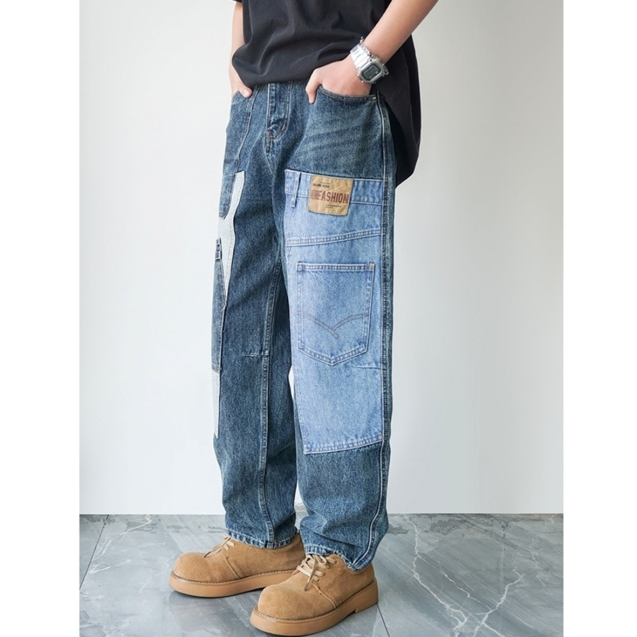 Patchwork Denim Jeans D0004