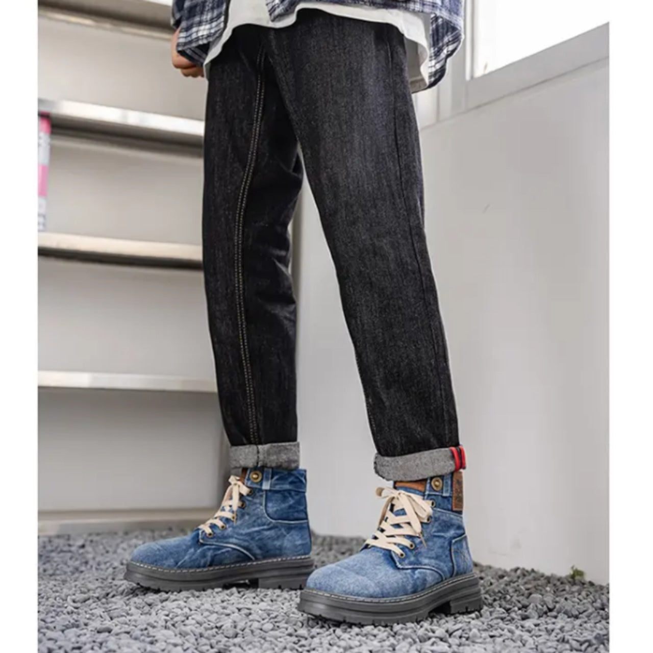 Lace up Denim Boots D0016