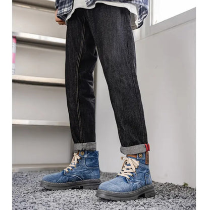 Lace up Denim Boots D0016