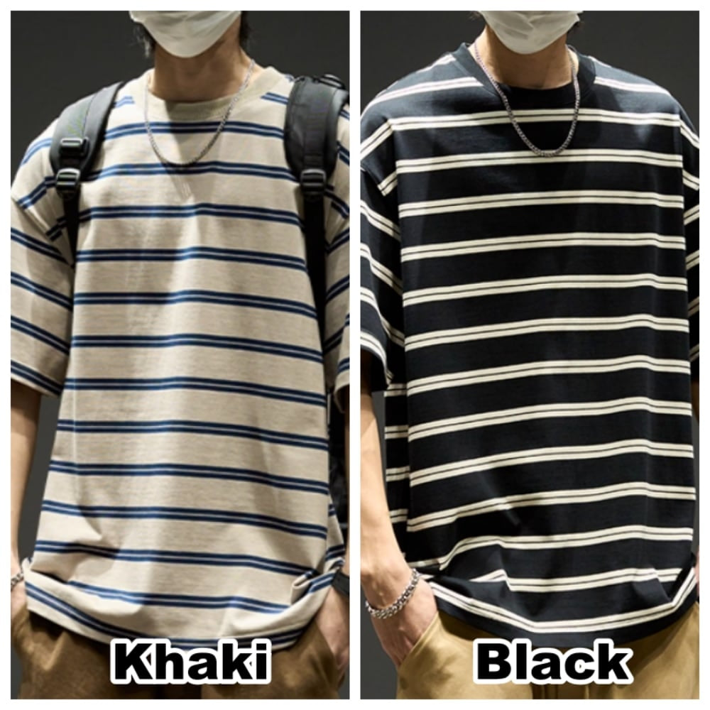 Round neck border T-shirt HL2575