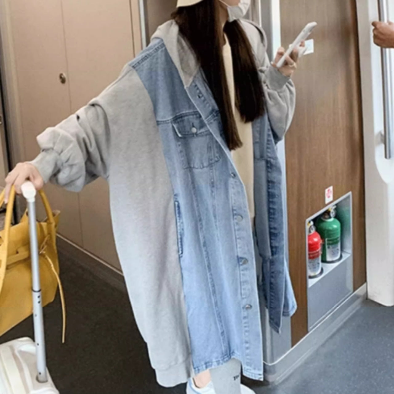 Hooded denim coat D0084