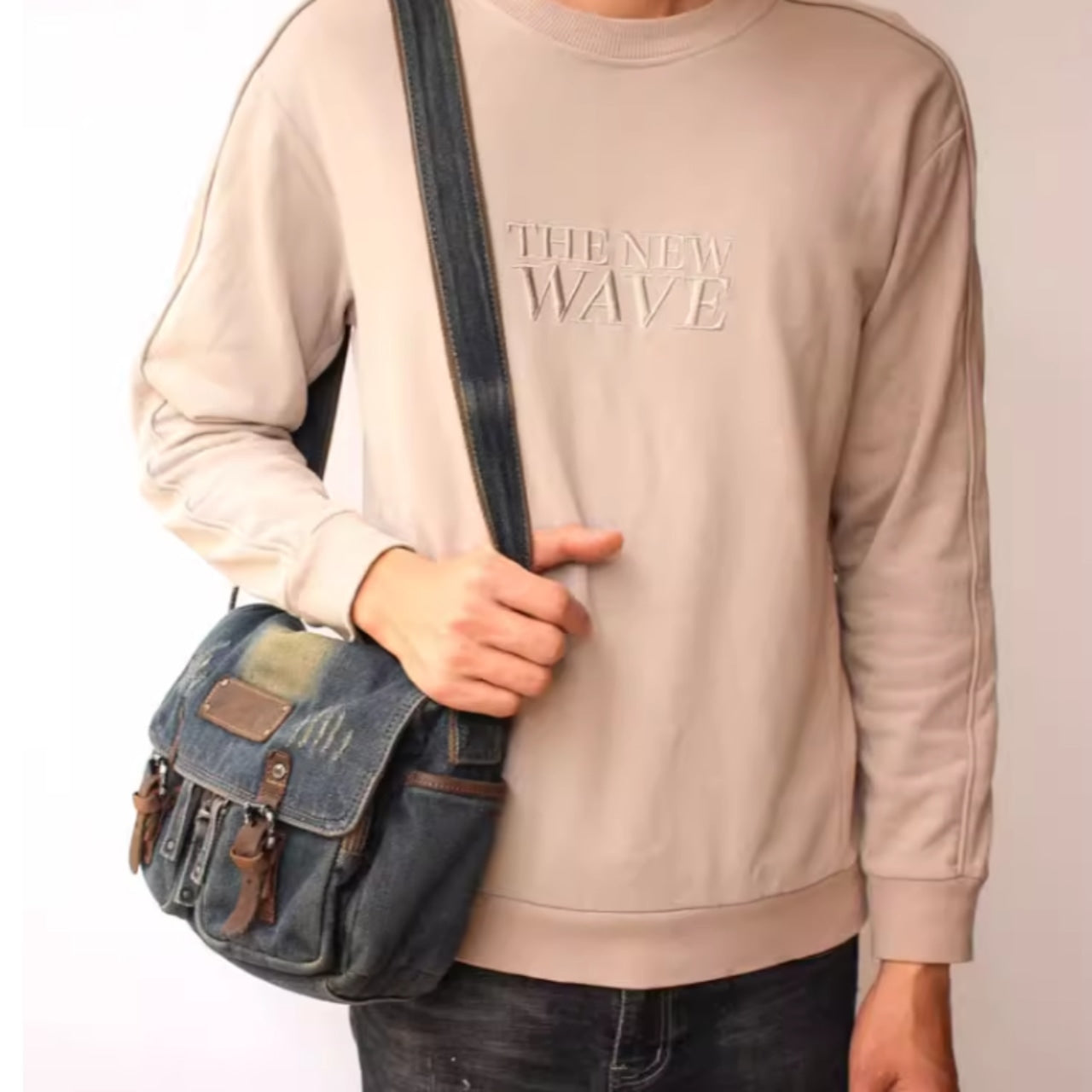 Retro Denim Messenger Bag D0042