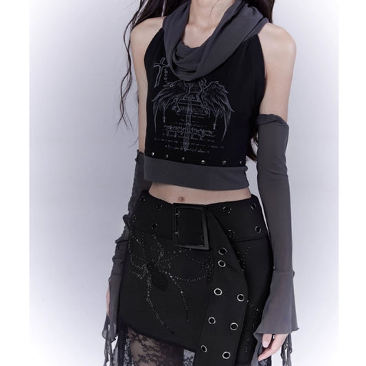 Sleeveless tops with arm warmers E7032