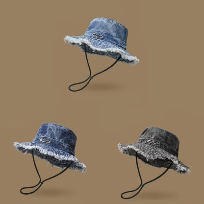 Washed denim bucket hat D0216