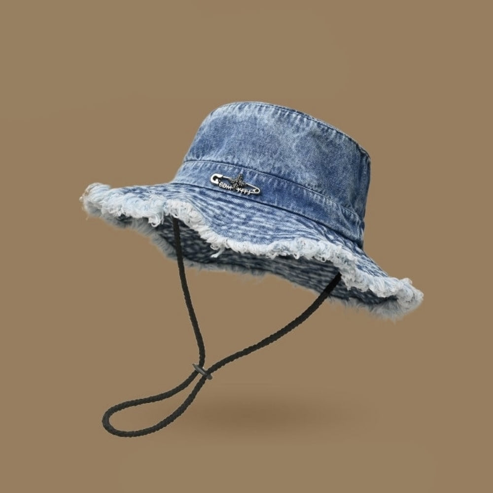 Washed denim bucket hat D0216