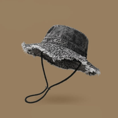 Washed denim bucket hat D0216