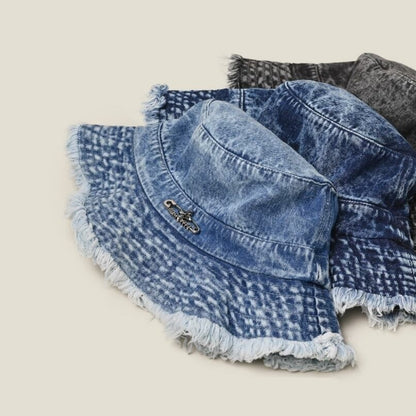 Washed denim bucket hat D0216