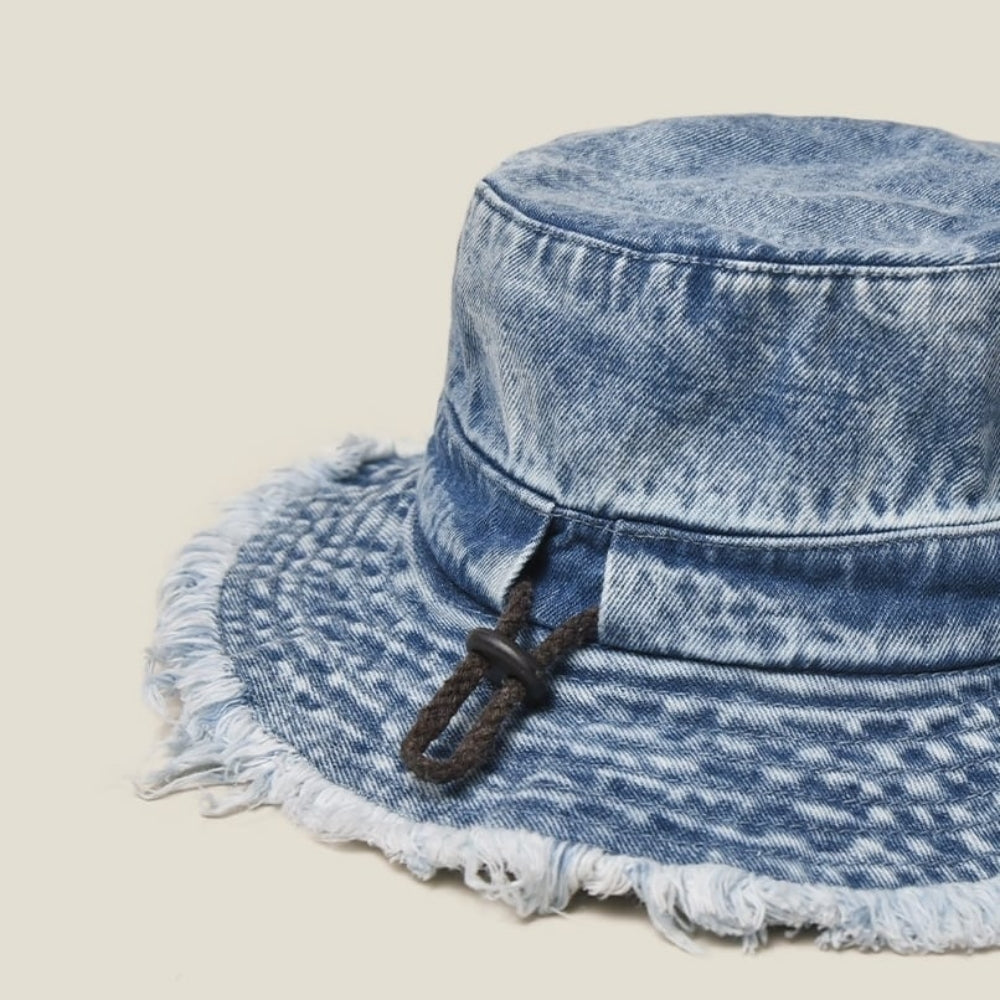 Washed denim bucket hat D0216
