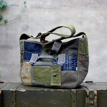 Patchwork Denim Messenger Bag D0033