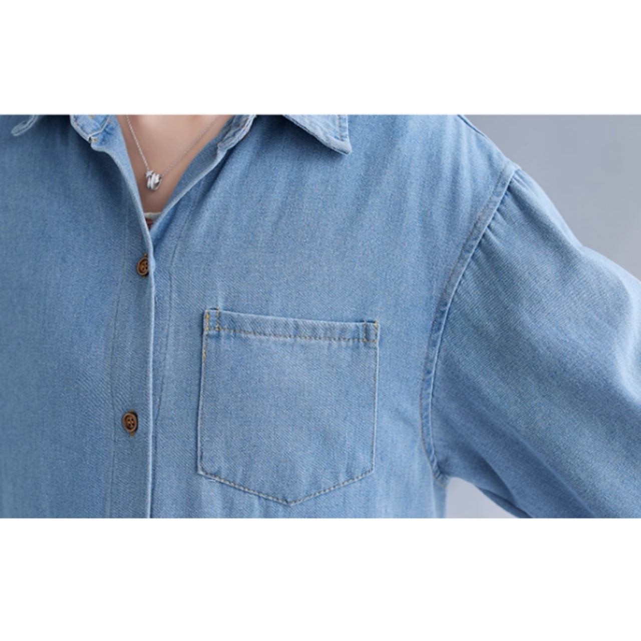 Long denim shirt one piece D0076