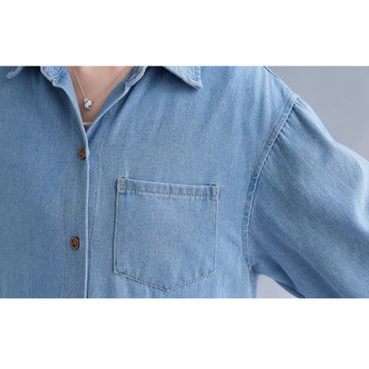 Long denim shirt one piece D0076