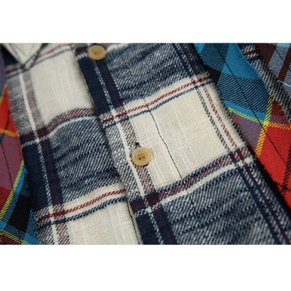 Contrast Color Check Shirt D0062