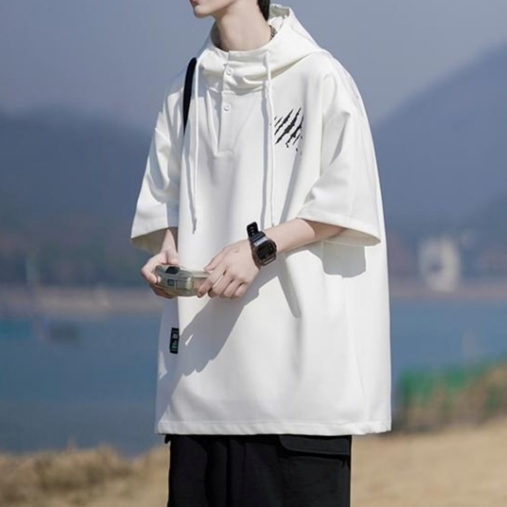 Pullover short sleeve hoodie HL2558