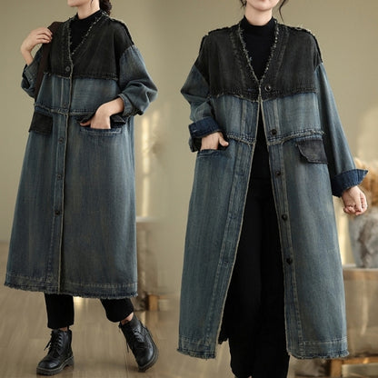 V neck denim coat D0068