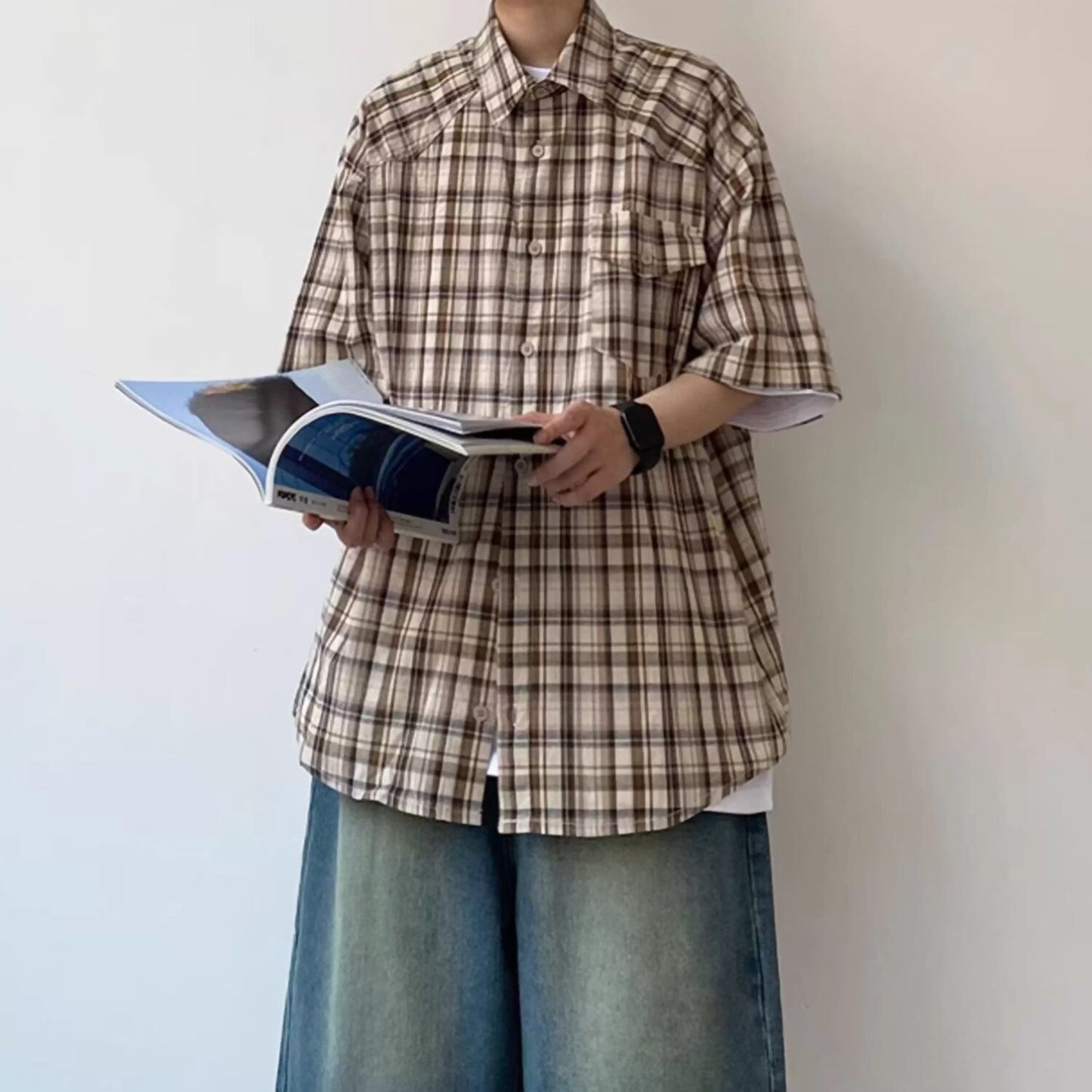 Half sleeve check shirt HL2500