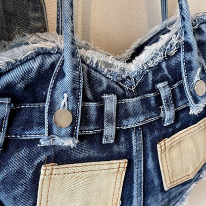 Heart Denim Tote Bag D0031