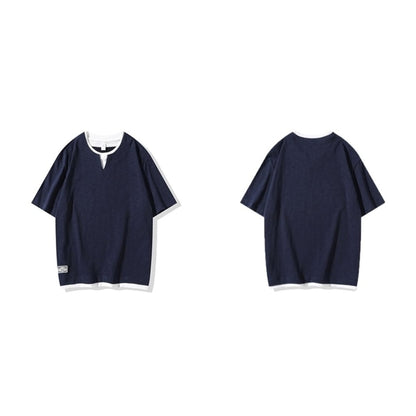 Faux layered casual tops HL2556