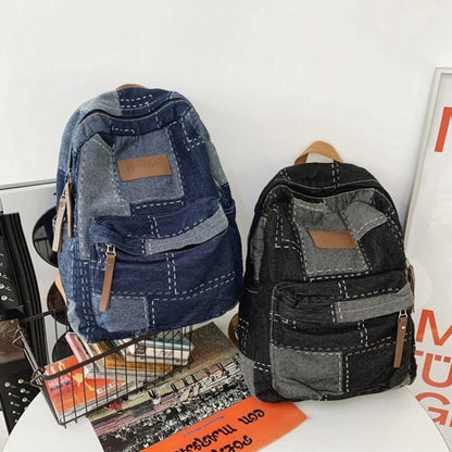 Patchwork Denim Backpack D0035