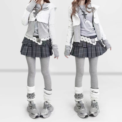 Double pleated mini skirt E7044