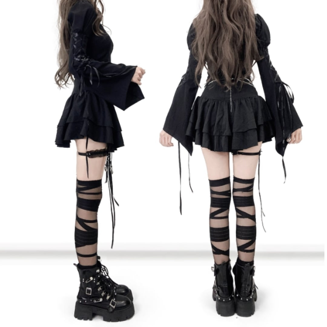 Long sleeve gothic tops E7027
