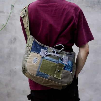 Patchwork Denim Messenger Bag D0033