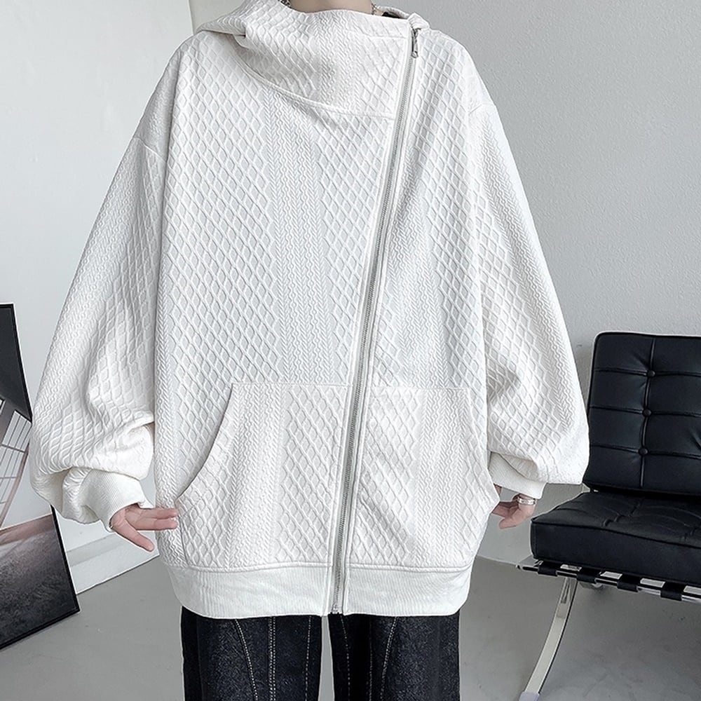 Big size asymmetric zip up hoodie HL2292