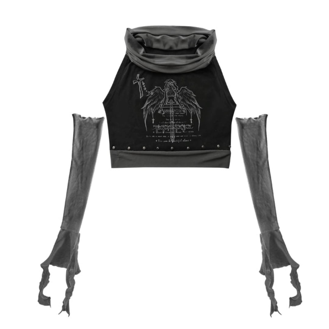 Sleeveless tops with arm warmers E7032