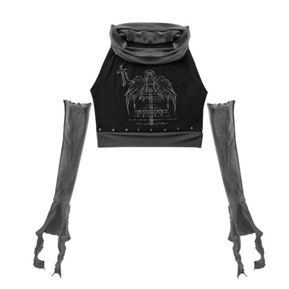 Sleeveless tops with arm warmers E7032