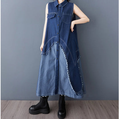Sleeveless denim one piece D0066