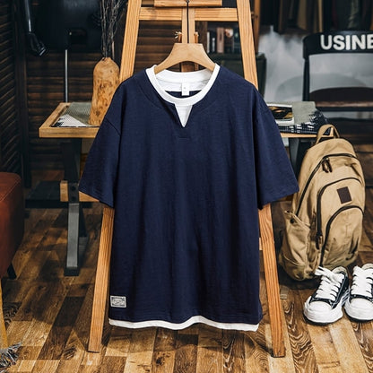 Faux layered casual tops HL2556