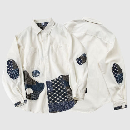 Patchwork white shirt HL2551