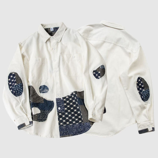 Patchwork white shirt HL2551