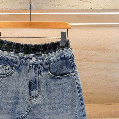 High Waist Plaid Denim Skirt D0056