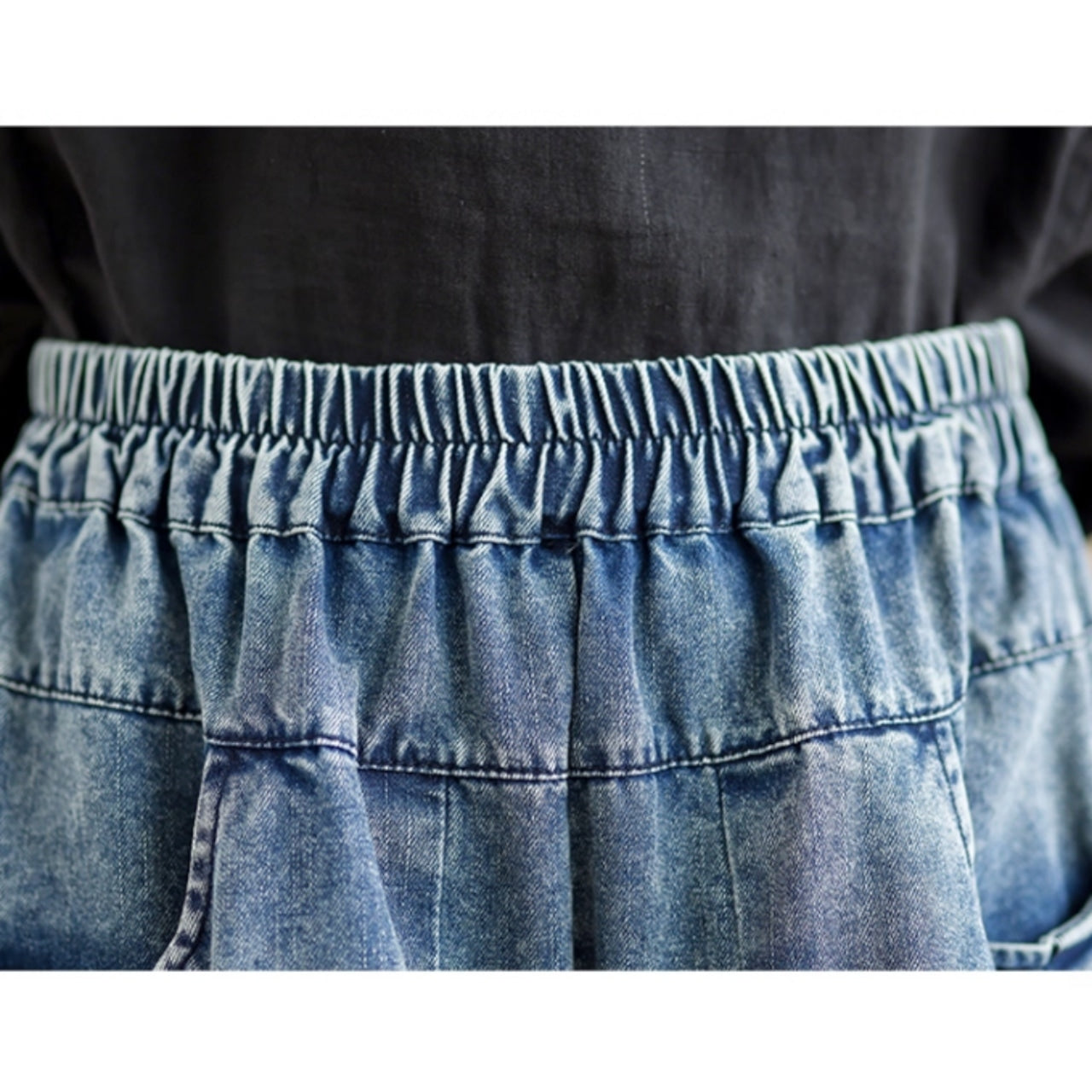 Wide baggy denim pants D0074